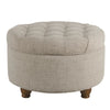 Fabric Upholstered Wooden Ottoman with Tufted Lift Off Lid Storage Beige - N8264-F2207 By Casagear Home KFN-N8264-F2207