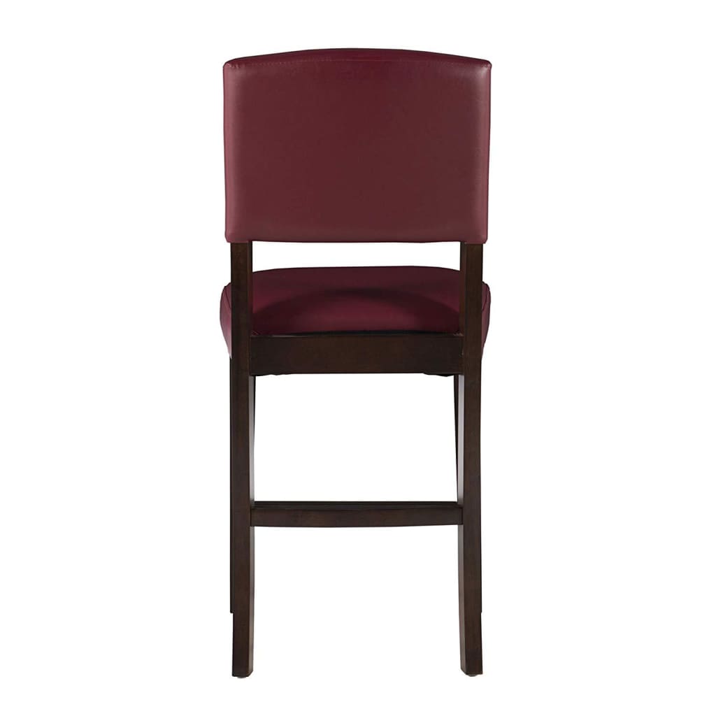 24-Inch Wooden Counter Stool with Leatherette Seat and Backrest Black and Red LHD-0217RED-01-KD-U