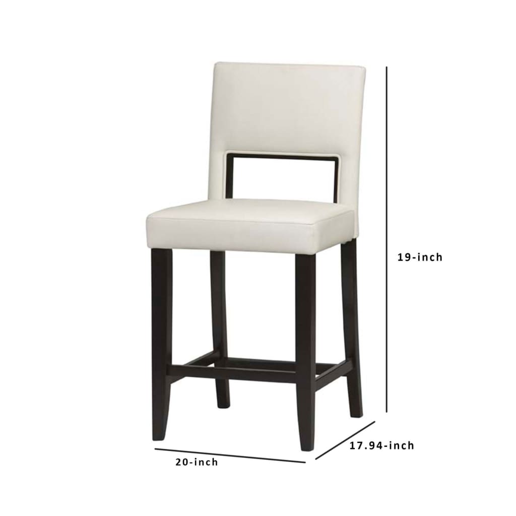 Wooden Counter Stool with Padded Seat and Backrest Brown and White LHD-14053WHT-01-KD-U