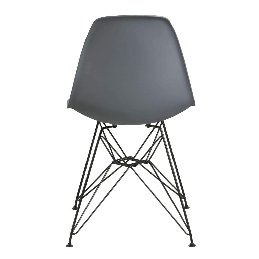 Deep Back Plastic Chair with Metal Eiffel Style Legs Gray and Black MSF-9L6666R