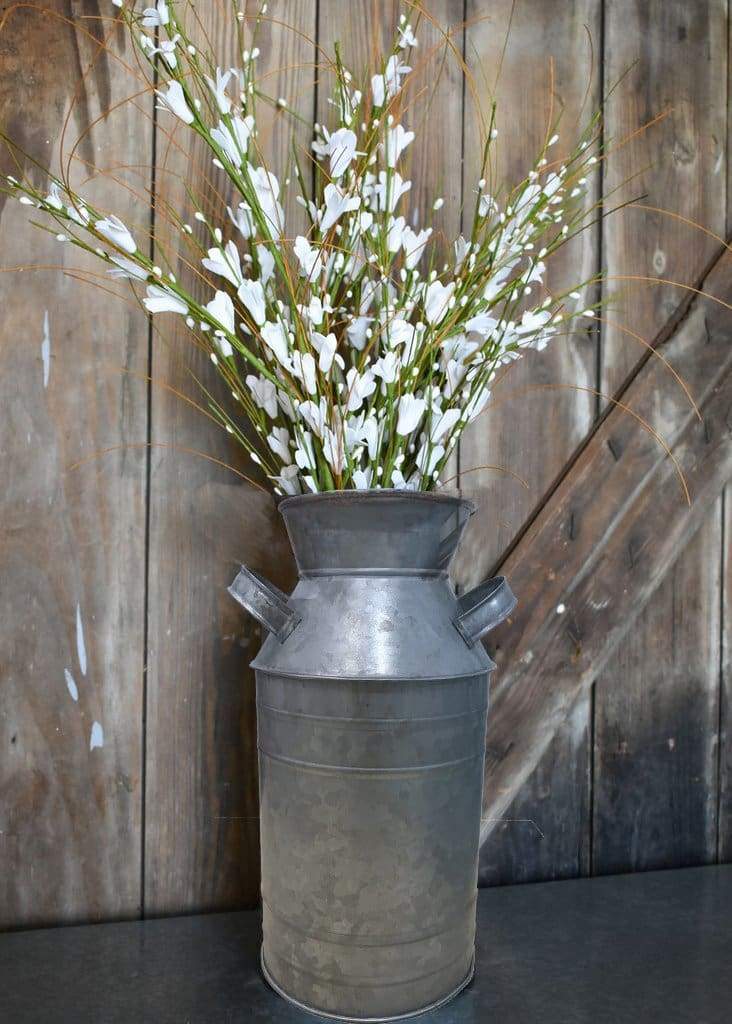 Countryside Galvanized Metal Milk Can Shape Pitcher Gray By Benzara NAU-IR2567