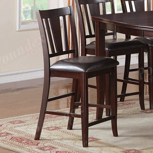 Wooden High Chair, Dark Brown & Black, Set of 2