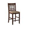 Wooden Counter Height Chair Dark Brown & Cream Set of 2 By Casagear Home PDX-F1205