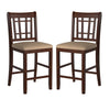 Wooden Counter Height Chair, Dark Brown & Cream, Set of 2 By Casagear Home