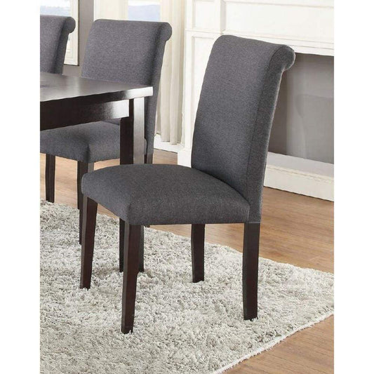 Set Of 2 Solid Wood Dining Chair In Gray Upholstery