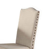 Rubber Wood Dining Chair With Nail Head Trim Set Of 2 Brown And Cream PDX-F1546