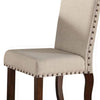 Rubber Wood Dining Chair With Nail Head Trim Set Of 2 Brown And Cream PDX-F1546