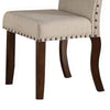 Rubber Wood Dining Chair With Nail Head Trim Set Of 2 Brown And Cream PDX-F1546