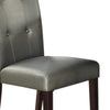 2pcs Silver Button Tufted Faux Leather Wooden Dining Chair PDX-F1752