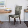 2pcs Silver Button Tufted Faux Leather Wooden Dining Chair