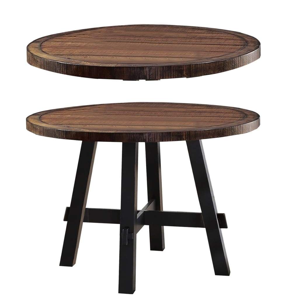 Cottage Style Round Wooden Dining Table Brown PDX-F2322