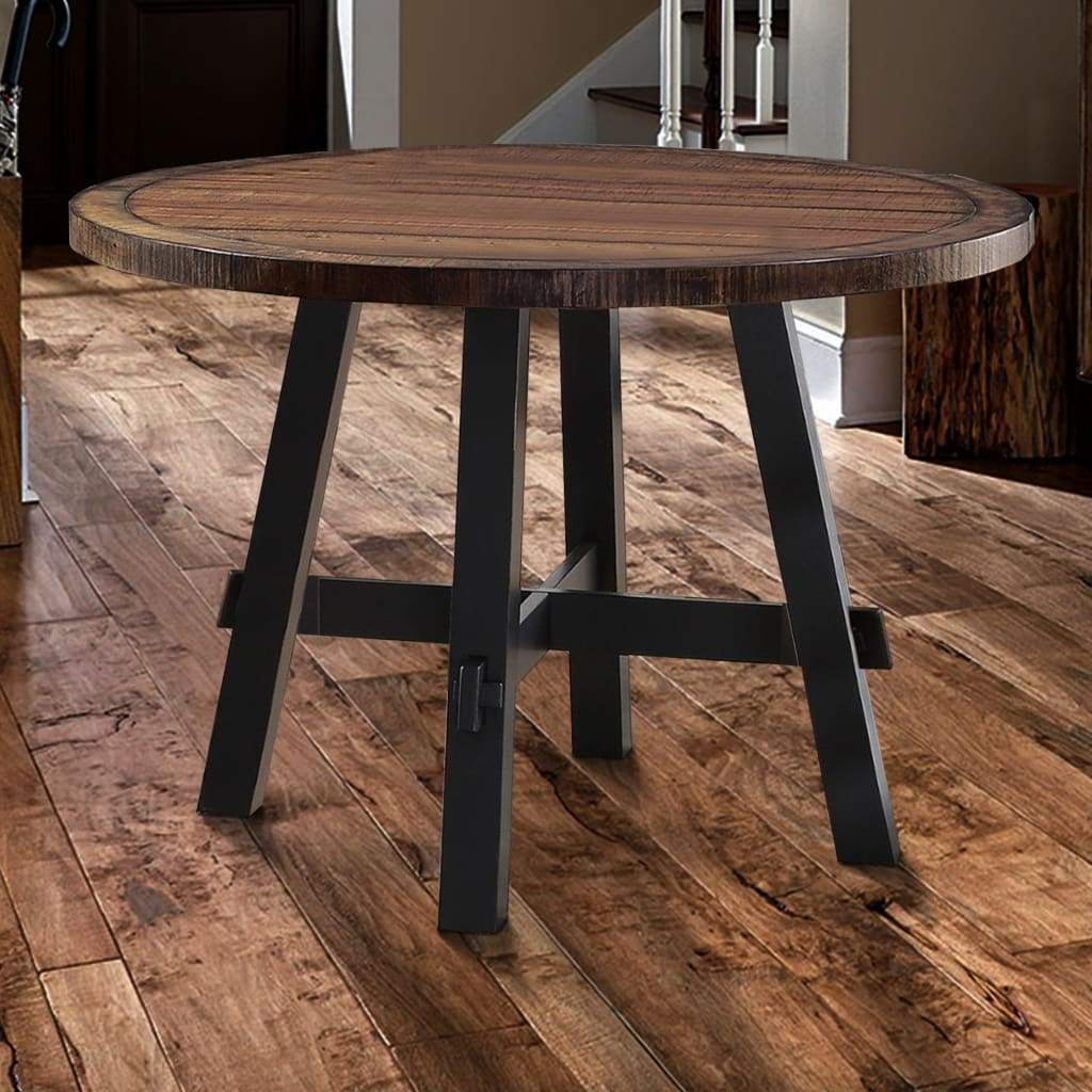 Cottage Style Round Wooden Dining Table Brown PDX-F2322