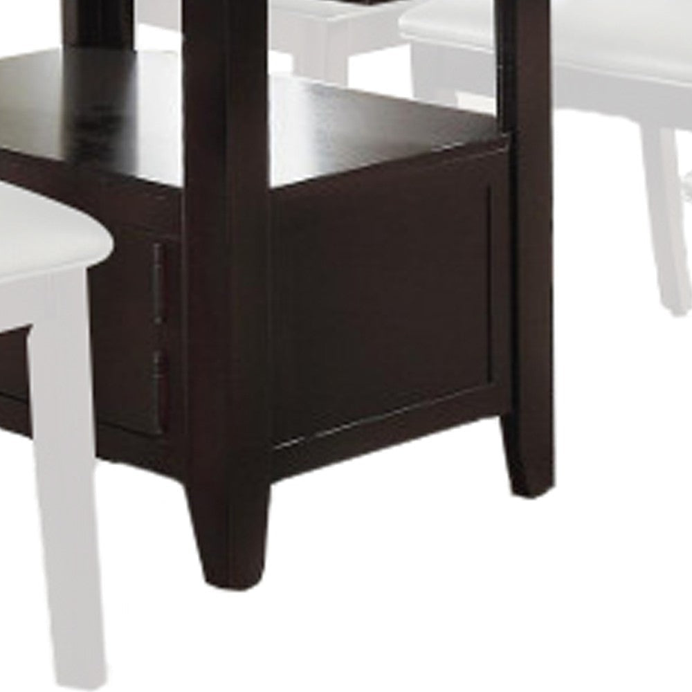 Wooden Dining Table With Spacious Bottom Storage Dark Brown By Casagear Home PDX-F2460