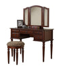 Commodious Vanity Set Featuring Stool And Mirror Cherry Brown By Poundex