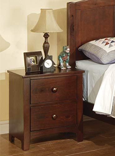 Modern Pine Wood 2- Drawer Night Stand,Brown