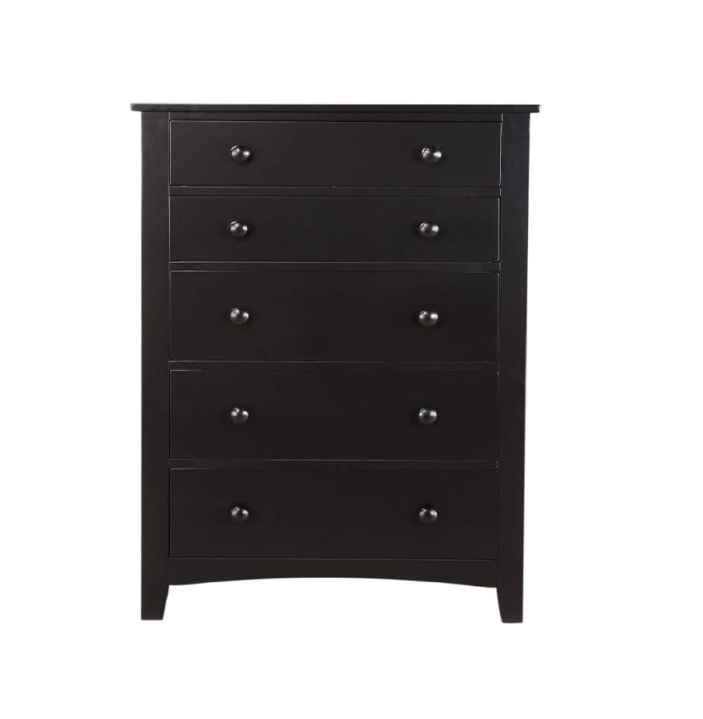 Pine Wood With Varied Size 5 Drawer Chest Black PDX-F4237