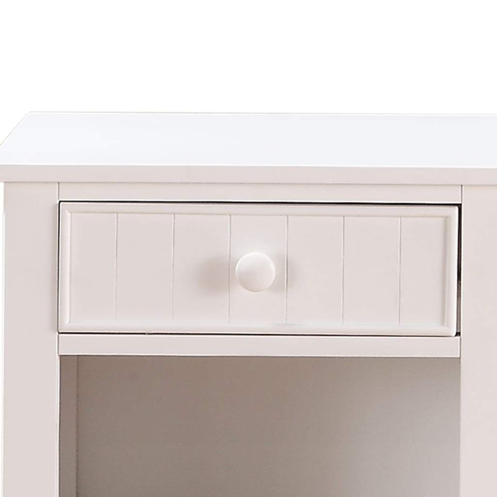 Wooden Night Stand With Bottom Open Shelf White PDX-F4238