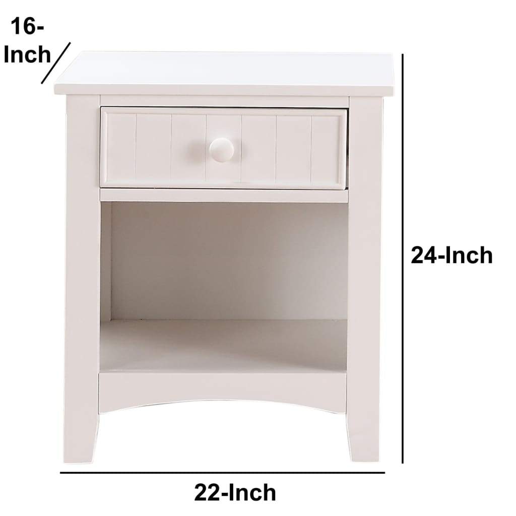 Wooden Night Stand With Bottom Open Shelf White PDX-F4238