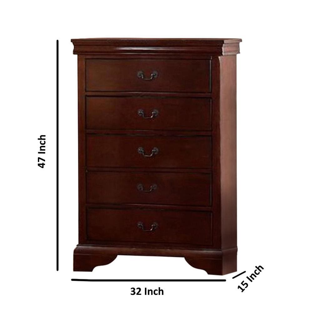 Decorously Functional Pine Wood Plywood & Birch Veneer Chest Cherry PDX-F4738