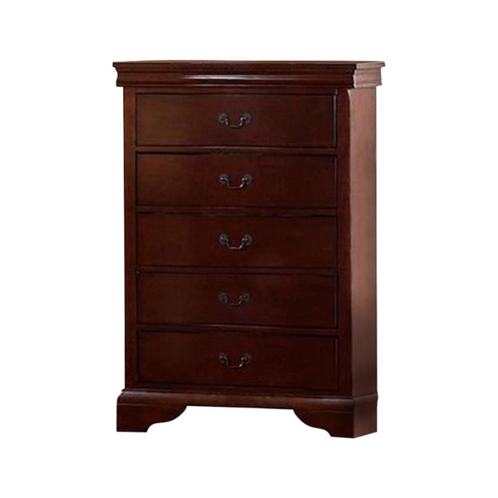 Decorously Functional Pine Wood Plywood & Birch Veneer Chest Cherry PDX-F4738