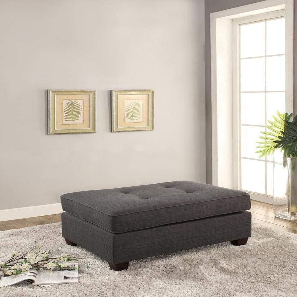 Cocktail Ottoman In Dark Gray Dorris Fabric