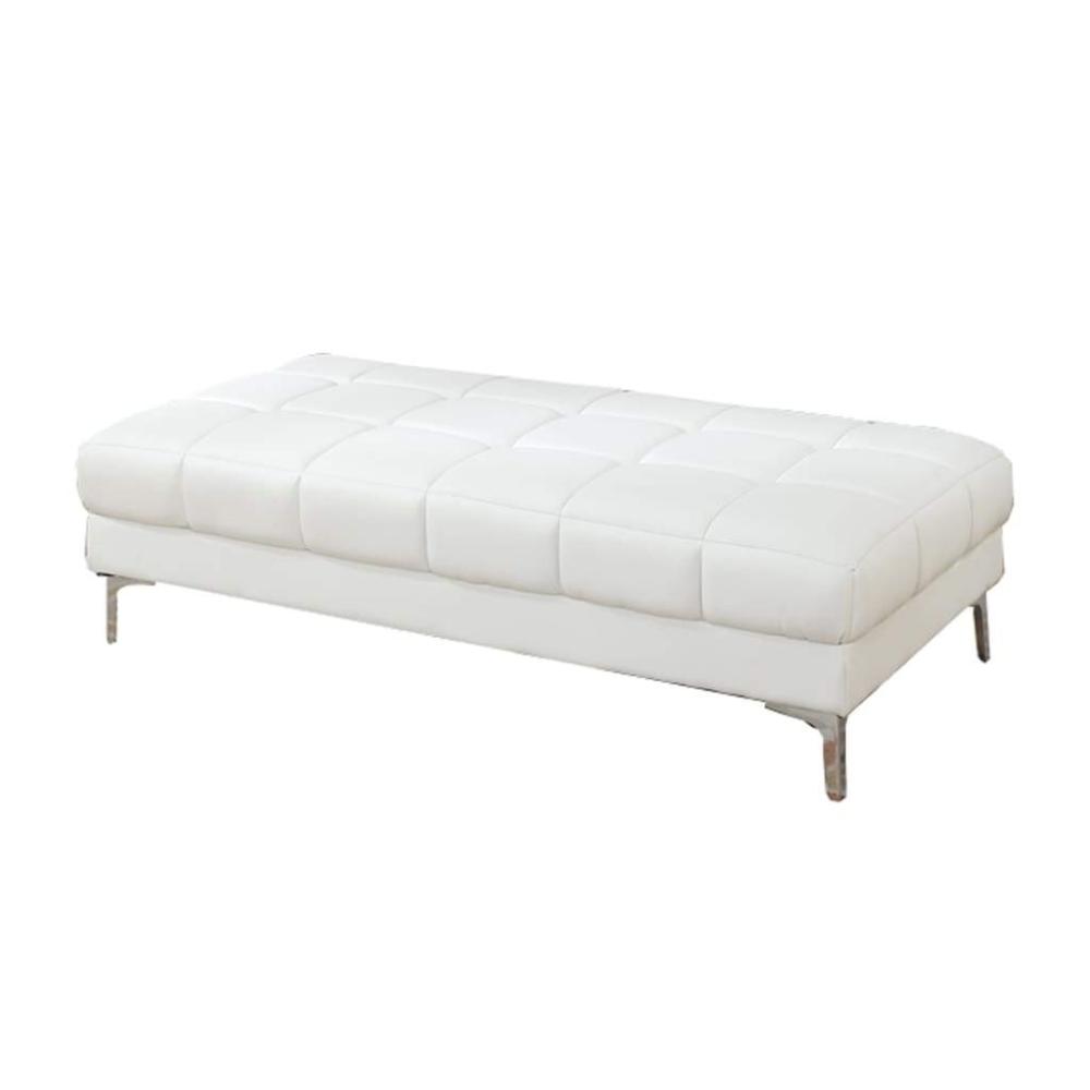 Modish Bonded Leather Ottoman In White PDX-F7229