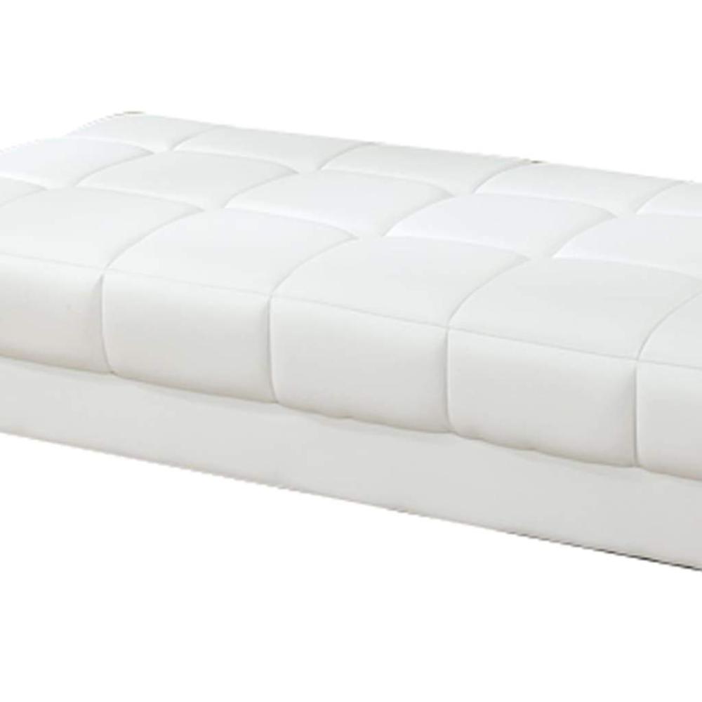 Modish Bonded Leather Ottoman In White PDX-F7229