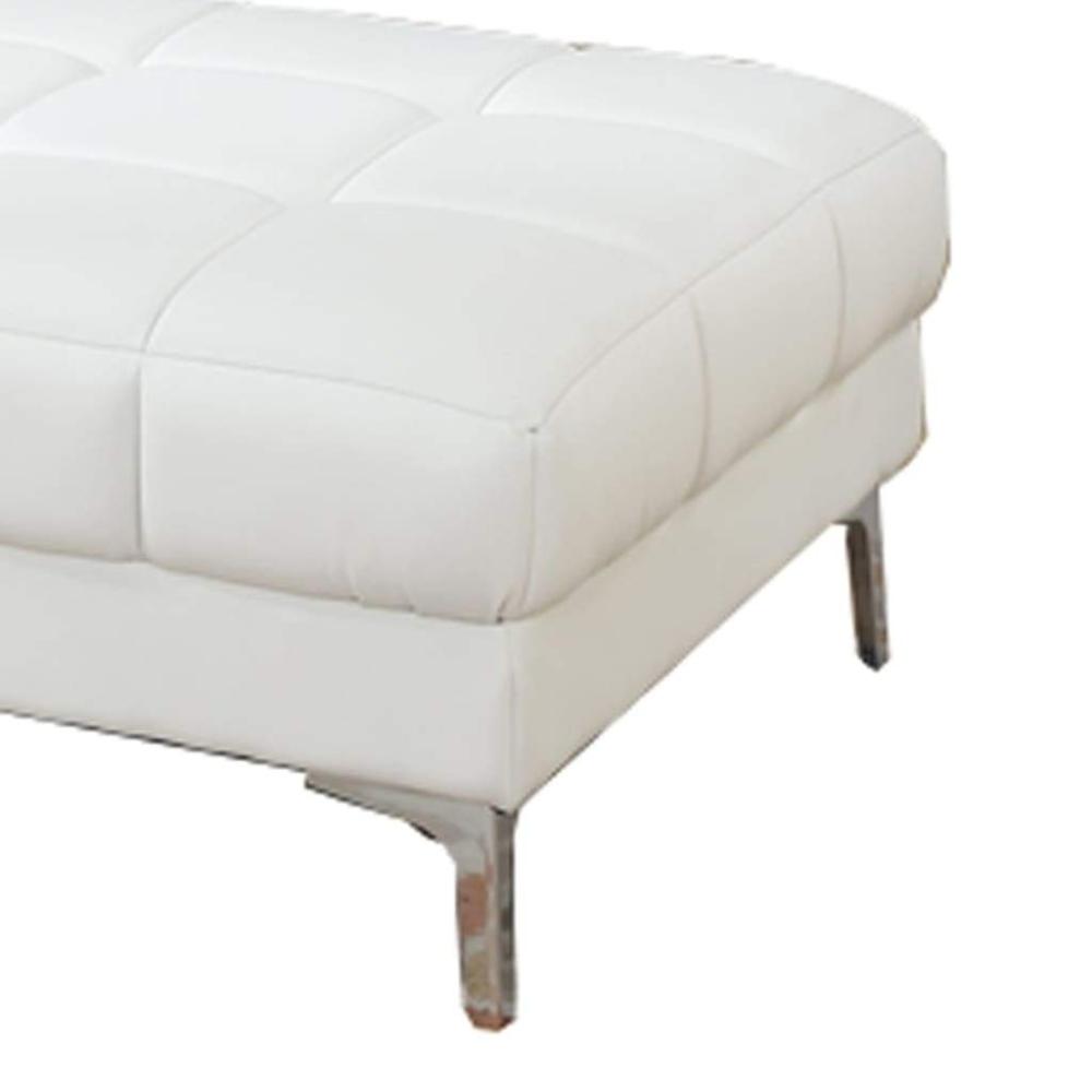 Modish Bonded Leather Ottoman In White PDX-F7229