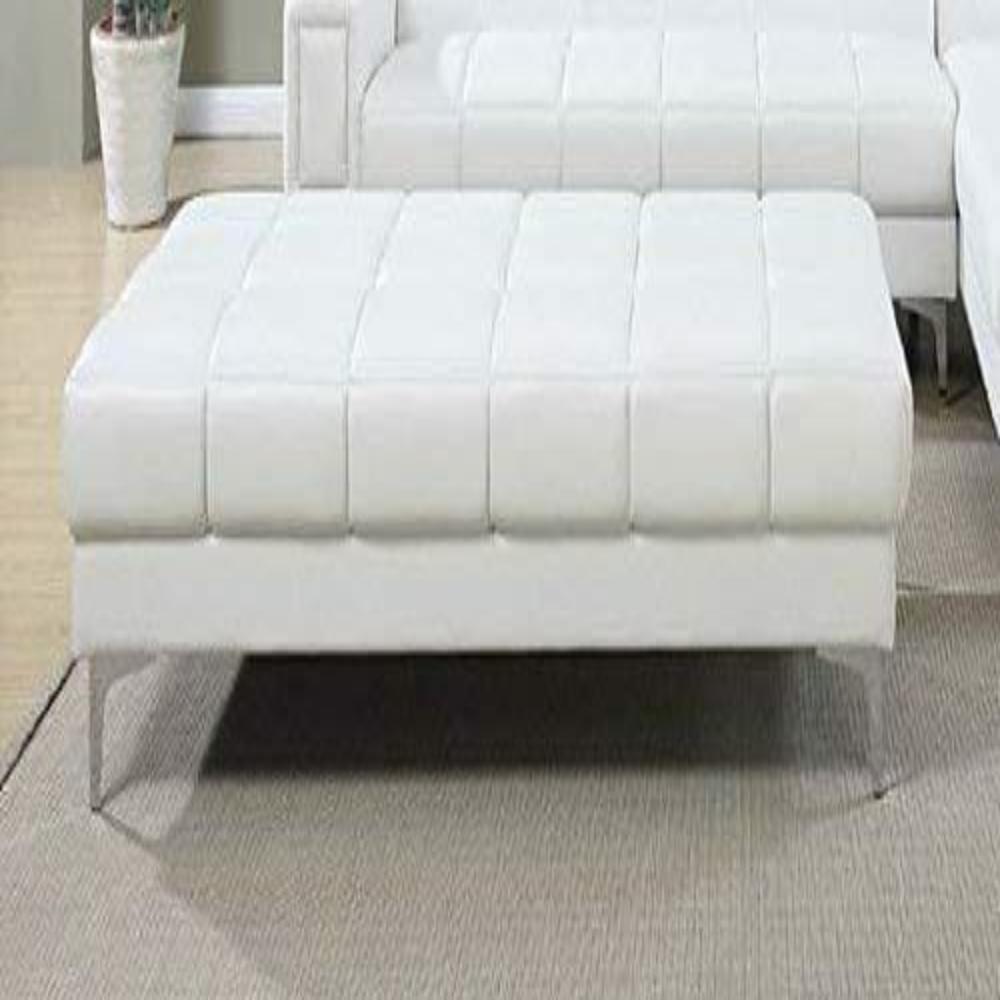 Bonded Leather Ottoman, White