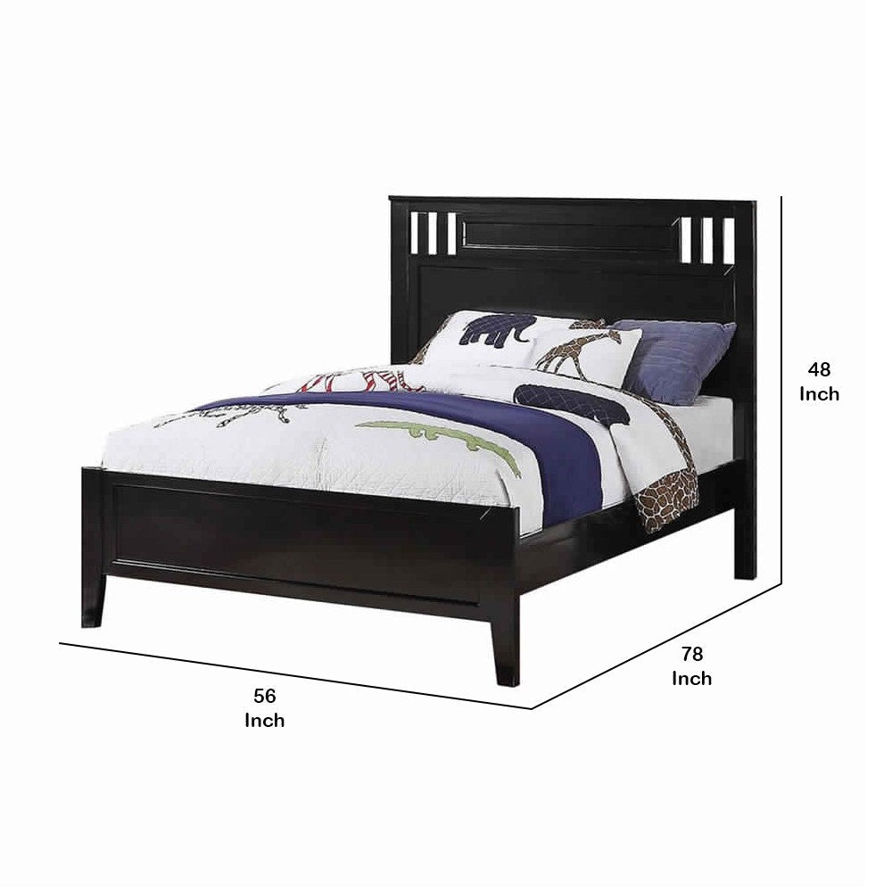 Appealing Full Bed Wooden Finish Black By Casagear Home PDX-F9046F