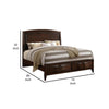 Crisp & Fine Lined Wooden C.King Bed With 3D Design on Front Board Oak Brown By Casagear Home PDX-F9327CK