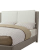 Elegant Wooden Queen Bed With White PU Head Board Gray By Casagear Home PDX-F9337Q