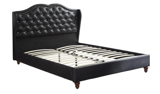 Magnificent Faux Leather Upholstered California King Size Bed Black By Casagear Home