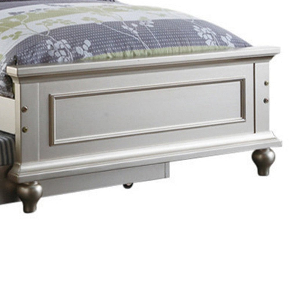 Cherub Twin Size Bed With Trundle In Silver And White By Casagear Home PDX-F9378