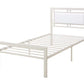 Metal Frame Twin Bed With Leather Upholstered Headboard White PDX-F9414T