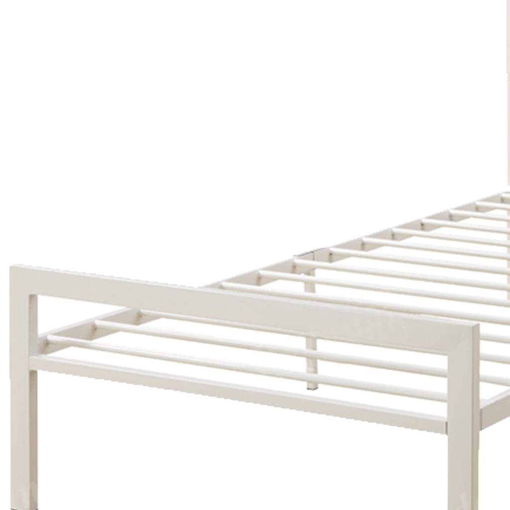 Metal Frame Twin Bed With Leather Upholstered Headboard White PDX-F9414T