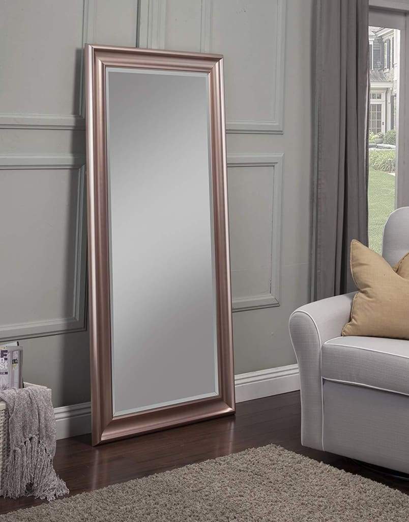 Full Length Leaner Mirror With a Rectangular Polystyrene Frame, Rose Gold