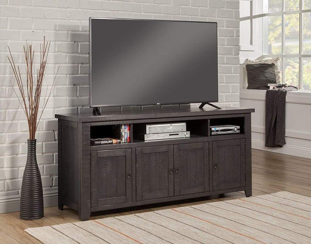 Wooden TV Stand With 3 Shelves and Cabinets Gray SDF-90921