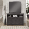 Wooden TV Stand With 3 Shelves and Cabinets, Gray