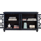 Wooden TV Stand With Trellis Detailed Doors Blue SDF-91005