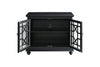 Wooden TV Stand With Trellis Detailed Doors Antique Black SDF-91032