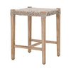 Wood Counter Height Stool with Knitted Rope Covered Seat, White and Brown By Casagear Home