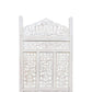 Aesthetically Carved 4 Panel Wooden Partition Screen/Room Divider Distressed White UPT-148945