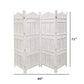 Aesthetically Carved 4 Panel Wooden Partition Screen/Room Divider Distressed White UPT-148945