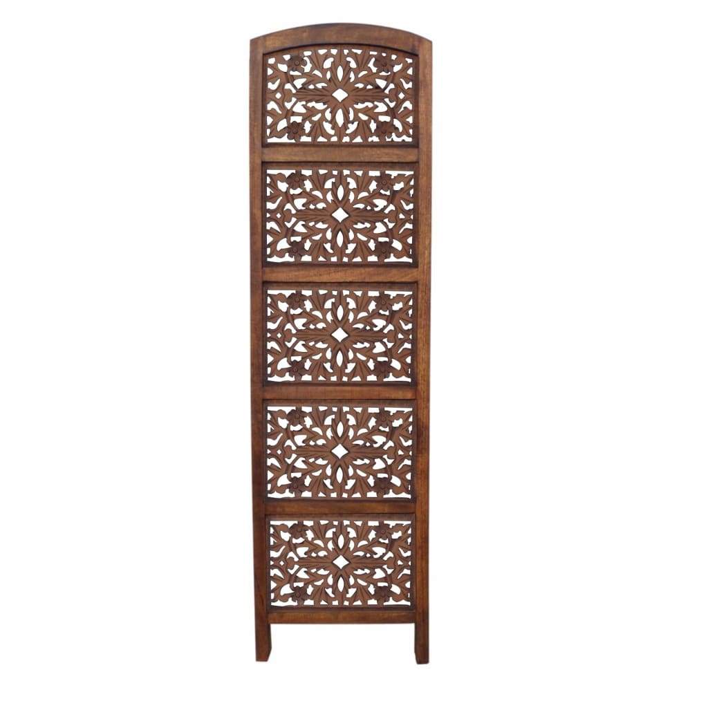 Handmade Foldable 4 Panel Wooden Partition Screen Room Divider Brown By The Urban Port UPT-148948