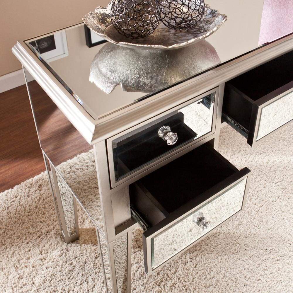 Mirror Console Table/Sofa Console Table Silver & Clear By The Urban Port UPT-157133