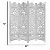 Handcrafted Wooden 4 Panel Room Divider Screen Featuring Lotus Pattern-Reversible White UPT-176788