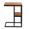 Iron Framed Mango Wood Accent Table with Lower Shelf Brown UPT-184808