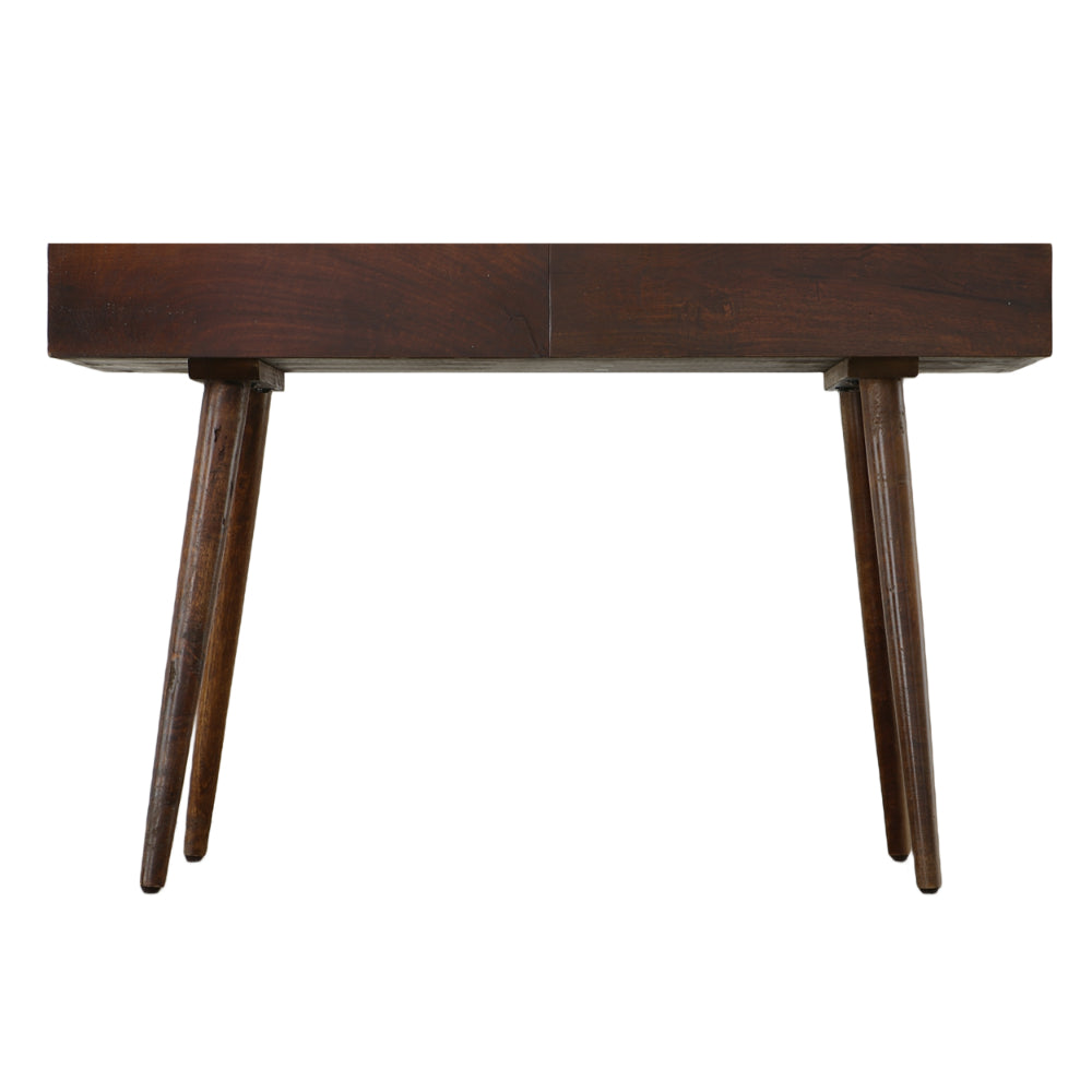 Mango Wood Writing Desk with Two Drawers and Tapered Legs Brown UPT-186126