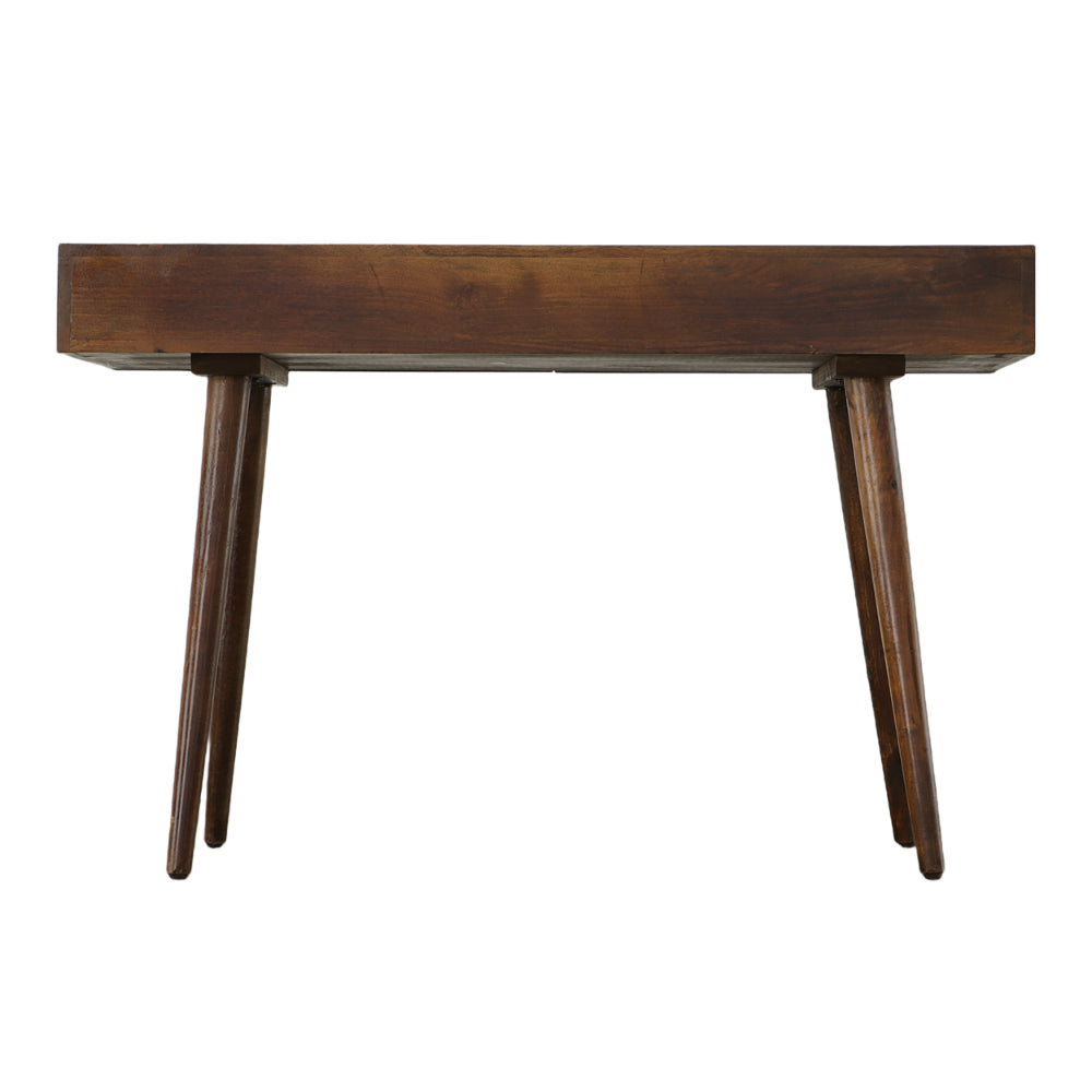 Mango Wood Writing Desk with Two Drawers and Tapered Legs Brown UPT-186126